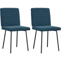 vidaXL Esszimmerstühle 2 Stk. Blau Samt