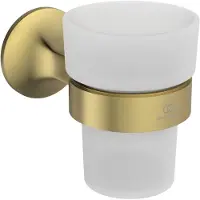 Ideal standard La Dolce Vita Zahnputzbecher, aus satiniertem Glas, herausnehmbar, 68x135x100mm, T5506A2, Farbe: Brushed Gold