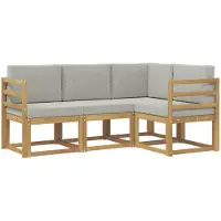 Syfax Outdoor-Sofagarnitur 4 stk. Weiß und Hellgrau Polyester
