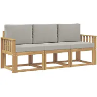 Syfax Outdoor-Sofagarnitur 3 stk. Weiß und Hellgrau Polyester
