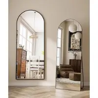 OEM Biegbarer Spiegel 71 × 26 Zoll (ca. 180 × 66 cm) - vollständige Höhe, stehendes Modell, kippbar, Aluminiumrahmen, für Wohnzimmer, Schlafzimmer oder Bad, schwarz