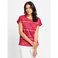 Inspirationen Print-Shirt "Print-Shirt", Damen, Gr. 36, rot (erdbeere, ecru, bedruckt), 100% Baumwolle, bedruckt, gemustert, mehrfarbig, Rundhals, Shirts Print-Shirt