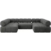 ALTDECOR Modulares Sofa Ecksofa in U-Form - Garvo-U1 - 285x190x70 cm Dunkelgrau Corner modular Sofa Eckcouch Couch Wohnlandschaft Cauchsofa Polstersofa
