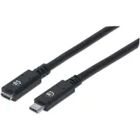 Manhattan SuperSpeed+ USB-C Verlängerungskabel, USB 3.1 Gen2, Typ C-Stecker auf Typ C-Buchse, 10 Gbit/s, 5 A, 0,5 m, schwarz, 0,5 m, USB C, USB C, USB 3.2 Gen 2 (3.1 Gen 2), 10 Gbit/s, Schwarz
