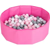 Petsona Faltbare Bällebad Bällepool Für Hunde Katzen 100 Bälle Rund Katze Kaninchen Spielzeug Haustiere Hundepool Tiere Pool Tragbar, Pink:Weiß/Grau/Puderrosa