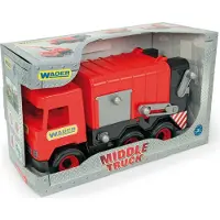 Wader MIDDLE TRUCK Müllwagen rot-schwarz im Schaukarton