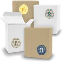Itenga Adventskalender zum Füllen 24x Quader gemischt WEISS BRAUN + Sticker V09 Z24