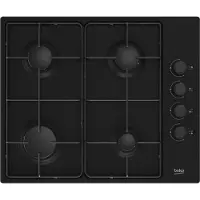 Beko HIGG 64123 SB, Schwarz, Integriert, 60 cm, Gaskochfeld, Emailliert, 4 Zone(n)