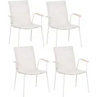 Beliani Gartenstuhl 4er Set Hellbeige aus Stahl mit Mesh Sitzfläche UV- und Wetterbeständig Pulverbeschichtet Stapelbar Modern Outdoor Gartenmöbel