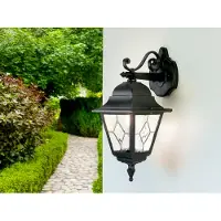 ELSTEAD Außenwandlaterne Norfolk, schwarz/klar, bleiverglast, IP43
