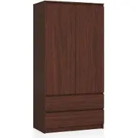 Akord Kleiderschrank S90 Wenge 90 cm 2 Türen 2 Schubladen 4 Ebenen B90 x H180 x T51 cm