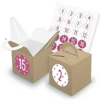 Itenga SET V43 Adventskalender Würfelbox mit Griff Braun + Zahlensticker Z41