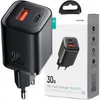 JOYROOM 30-W-Schnellladegerät USB-A und USB-C PD QC AFC FCP Schwarz