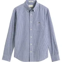 Gant für Herren. 3262030 Gestreiftes Popeline-Hemd blau (S), Lässig, Baumwolle, Klassisch, Langarm
