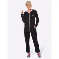 Witt Jogginganzug "Freizeitanzug Freizeitanzug mit Kontrast-Details", Damen, Gr. 52/54, schwarz (schwarz, orchidee), Basic, Sportanzüge Jogginganzug