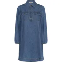 Culture Midikleid "Damen Kleid CUbayla", Damen, Gr. S, N-Gr, blau (dunkelblau wash), Obermaterial: 90% Baumwolle CO. 10% Lyocell CLY., Kleider Midikleid