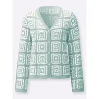 Inspirationen Cardigan , Damen, Gr. 44, grün (kalkmint, weiß), 50% Baumwolle, 50% Polyacryl, gemustert, mehrfarbig, Strickjacken Cardigan
