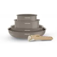 Arthur Martin Kochgeschirr-Set – Geeignet für alle Herdarten, inklusive Induktion – – AM9192 – Aluminium mit Keramikbeschichtung – 5-teilig – Taupe