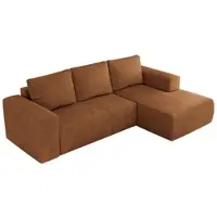 MKS Meble Sofa mit Schlaffunktion - Ecksofa mit Schlaffunktion und Bettkasten - Sofa 3 Sitzer - Schlafsofa - Couch - Schlafsofa mit Bettkasten - Trentino L - Orange Stukture - Rechts
