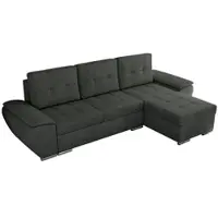 MKS Meble Sofa mit Schlaffunktion - Ecksofa mit Schlaffunktion und Bettkasten - Sofa 3 Sitzer - Schlafsofa - Couch - Schlafsofa mit Bettkasten - Umbria L - Dunkelgrau Stukture