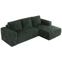 MKS Meble Sofa mit Schlaffunktion - Ecksofa mit Schlaffunktion und Bettkasten - Sofa 3 Sitzer - Schlafsofa - Couch - Schlafsofa mit Bettkasten - Trentino L - Grün Cord - Rechts