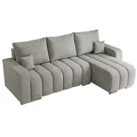MKS Meble Sofa mit Schlaffunktion - Ecksofa mit Schlaffunktion und Bettkasten - Sofa 3 Sitzer - Schlafsofa - Couch - Schlafsofa mit Bettkasten - Kirasso L - Hellgrau Stukture