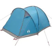 vidaXL Hütten-Zelt 4 Personen Blau Polyester und Stahl