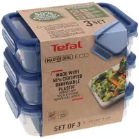 Tefal MasterSeal Eco N1171718, Set, Rechteckig, 0,8 l, Blau, Transparent, Polypropylen (PP), Thermoplastisches Elastomer (TPE), Deutschland