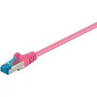 Goobay 10x 93743 CAT 6A Patchkabel, S/FTP (PiMF), magenta, 2 m - Kupferleiter (CU), halogenfreies Kabelummantel (LSZH)