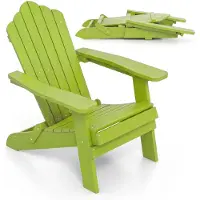 Costway Adirondack Stuhl Gartensessel klappbar wetterfest, Adirondack Chair mit hoher Rückenlehne & breiten Armlehnen Gartenstuhl bis 180kg Grün