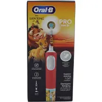 Oral-B Pro Kids König der Löwen Elektrische Zahnbürste für Kinder ab 3 Jahren, mit Sensitiv+ Modus für Zahnpflege, extra weiche Borsten, 1 Ersatzbürste, 4 Sticker