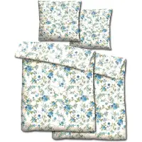 CloudComfort Doppelpack Basic Mikrofaser Bettwäsche blaue Blumen 135 x 200 + 80 x 80 cm