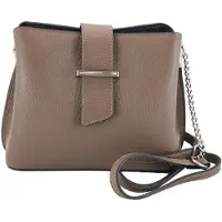 Barberini's Damen Umhängetasche aus Naturleder Beige 20x18x10 cm mit Reißverschluss Modell 7389