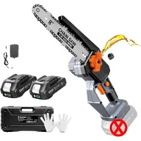 OEM Akku-Kettensäge, 8-Zoll-Führungsleiste, bürstenloser Motor, Zwei 2.0Ah Batterien, EU-b