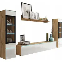 Bratex MINIO go for it, Wohnwand "VEVE 2 ", hängend, stehend, 3-Teilig, Wotan-Eiche / Glanzweiß