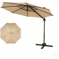 KOMFOTTEU Achteckiger Ampelschirm 3x3 m, Gartenschirm, UV- und windbeständig, 360° drehbar, 6-fach verstellbar, für Terrasse, Balkon und Pool