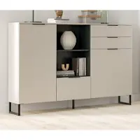 Inn.Furn Highboard "Morena" Kaschmir Schwarz 150 x 112 cm, Kommode mit Soft-Close