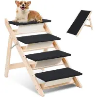 OEM Zwei-in-eins-Hundebett Hundehänge - Einstellbare Hundebett - Für Große und Kleine Hunde - Für Bett und Sofa - Birkenholz - Landeplatz Antislip bis 80kg