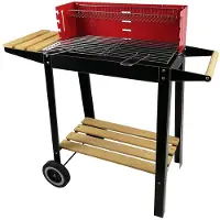Alpina BBQ Collection Holzkohlegrill – Holzkohlegrill mit Rädern – Grill mit verstellbarem Rost und Windschutz – Grill mit Seitentisch – Schwarz
