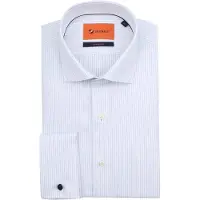 Suitable Hemd Twill Doppelmanschette Druck Weiß