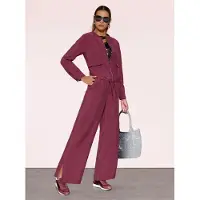 Création L Blusenblazer "Modal-Blouson Blouson mit Tunnelzug", Damen, Gr. 44, rot (bordeaux), Web, Stoff, , Modisch, Rundhals, Blazer Blusenblazer