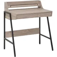 Beliani Schreibtisch Hellbraun 73 x 48 cm 2 Schubladen mit erhöhter Ablage Industriell