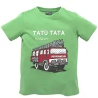 Kidsworld T-Shirt "Feuerwehr-Druck: PLATZ DA", Jungen, Gr. 92/98, grün, Single Jersey, Obermaterial: 100% Baumwolle, bedruckt, Basic, Shirts T-Shirt, Kurzarm, basic geschnitten, mit coolen Statements