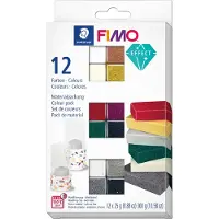 Fimo 8013 C, Modellierton, Schwarz, Blau, Gold, Grün, Grau, Violett, Rot, Silber, Weiß, Gelb, 12 Stück(e), 300 g, 25 g, 12 Stück(e)