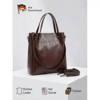 Tollzwood Leder Shopper Damen Aster aus echtem Rindsleder braun mit abnehmbaren Riemen