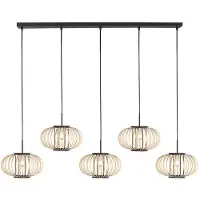 Anne Light & Home Hängeleuchte - natürlich schwarz - Silva - bambus metall - große esstischlampe - E27 - 4529ZW -