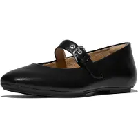 FitFlop für Damen. E3D-090 Schwarze Delicato Leder Ballerinas (40), Flach, Schnalle, Lässig