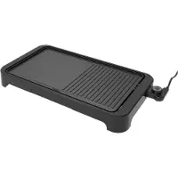 Arthur Martin Elektrischer Grill – – AMPL204 – 2000 W – Zwei Temperaturzonen – Antihaftbeschichtung – Einstellbares Thermostat – Schwarz