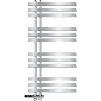 LuxeBath Design Badheizkörper, 500x1000 mm, Chrome, Anschlussgarnitur Thermostat Durchgang Boden, ohne Heizstab