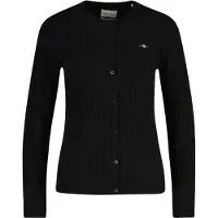 Gant Sweatshirt "Strickjacke STRETCH COTTON CABLE CARDIGAN", Damen, Gr. M, schwarz, Obermaterial: 88% Baumwolle CO. 10% Polyamid PA. 2% Elasthan EL., Sweatshirts Sweatshirt